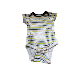 3/$20 White with stripes short sleeve romper onesies brand 12 month